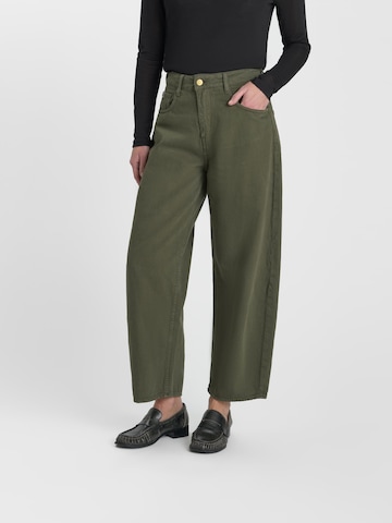 Le Temps Des Cerises Wide leg Jeans in Groen: voorkant