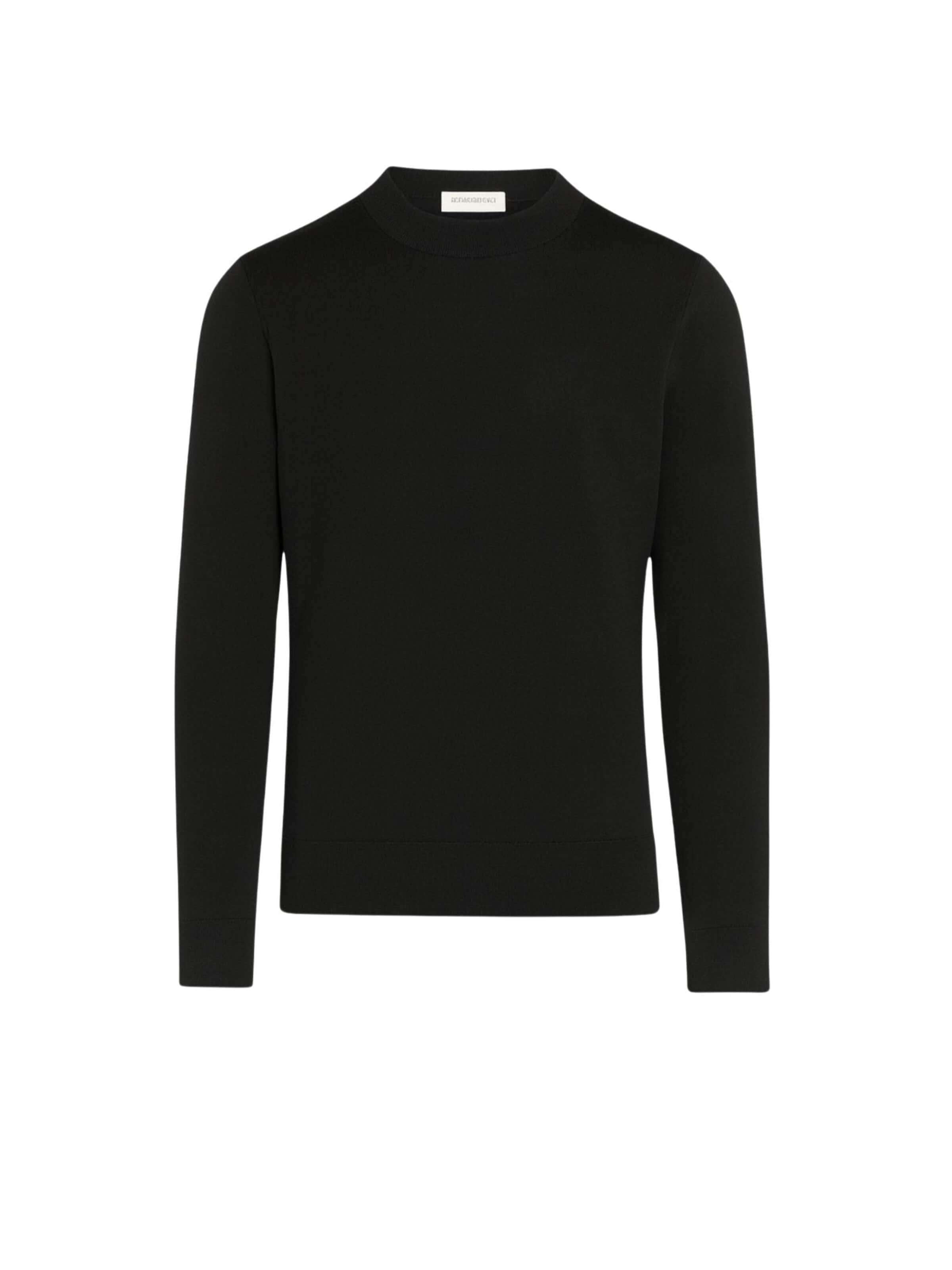 Paolo Pecora Milano Sweater 'Men's Crew Neck Sweater in Extrafine Merino Wool' in Black: front