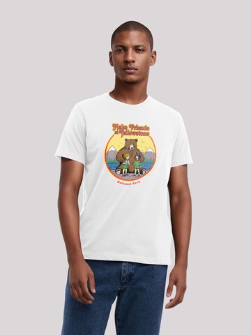 T-Shirt 'US National Parks Make Friends At Yellowstone' F4NT4STIC en blanc : devant