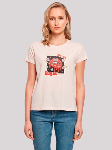 F4NT4STIC T-Shirt 'Lips Like Sugar Retro Fashion Valentinstag' in Pink: Vorderseite