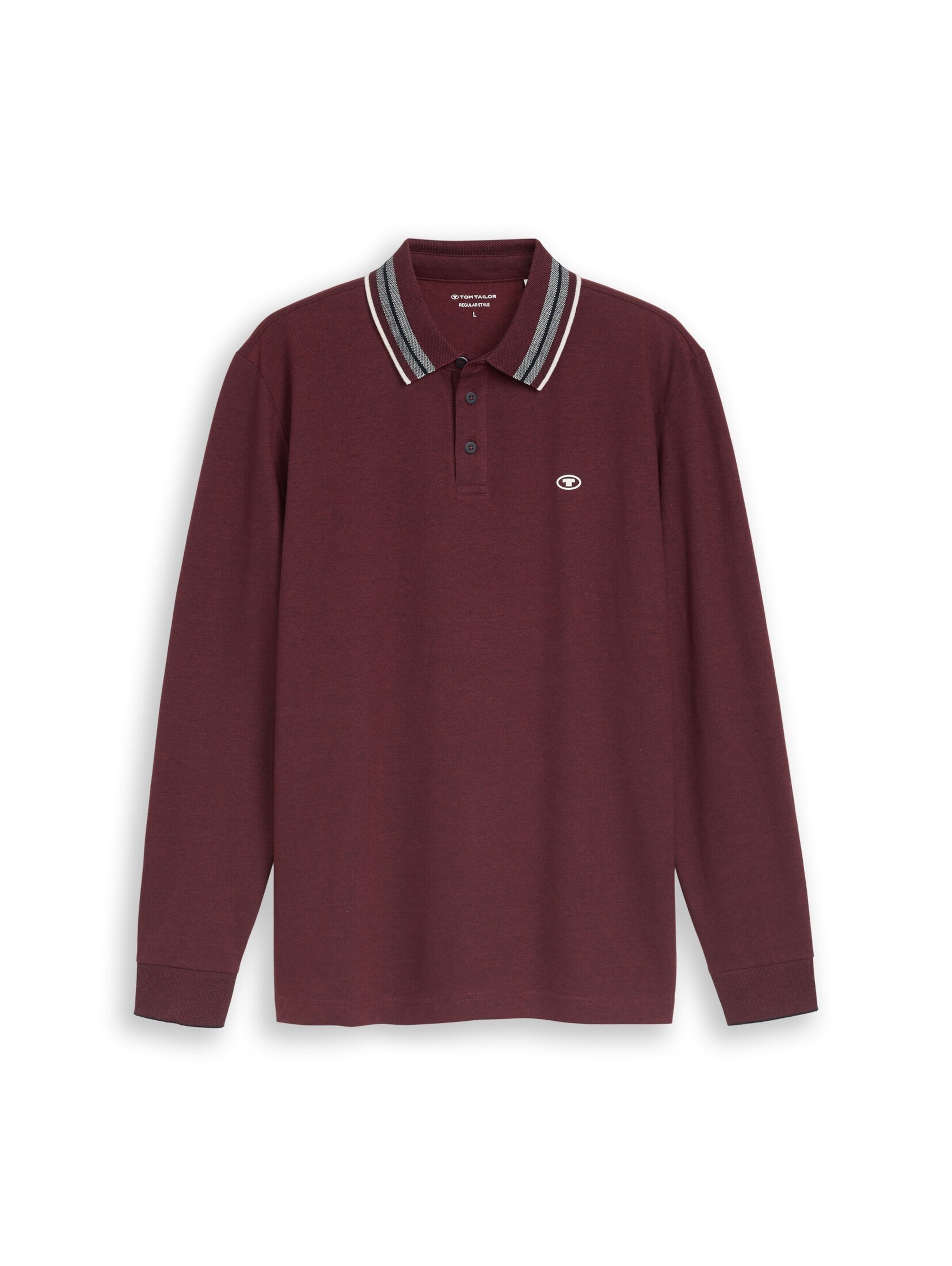 TOM TAILOR Poloshirt in XXL in hellgrau / rubinrot / weiß, Produktansicht