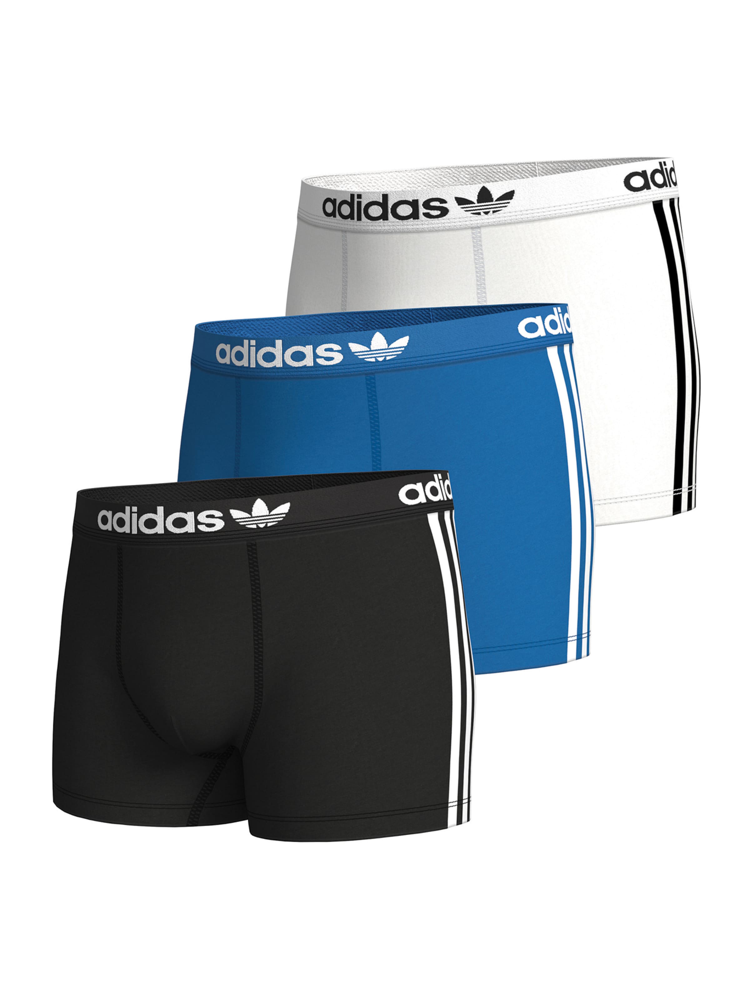 ADIDAS ORIGINALS Boxer shorts Comfort Flex Cotton 3 Stripes in Blue Black White ABOUT YOU
