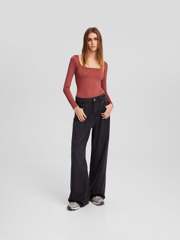 Bershka Tričkové body – hnědá