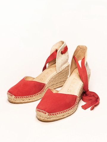 Sandalo 'Alpargata Cuña 7 cm' di Alhamas in rosso