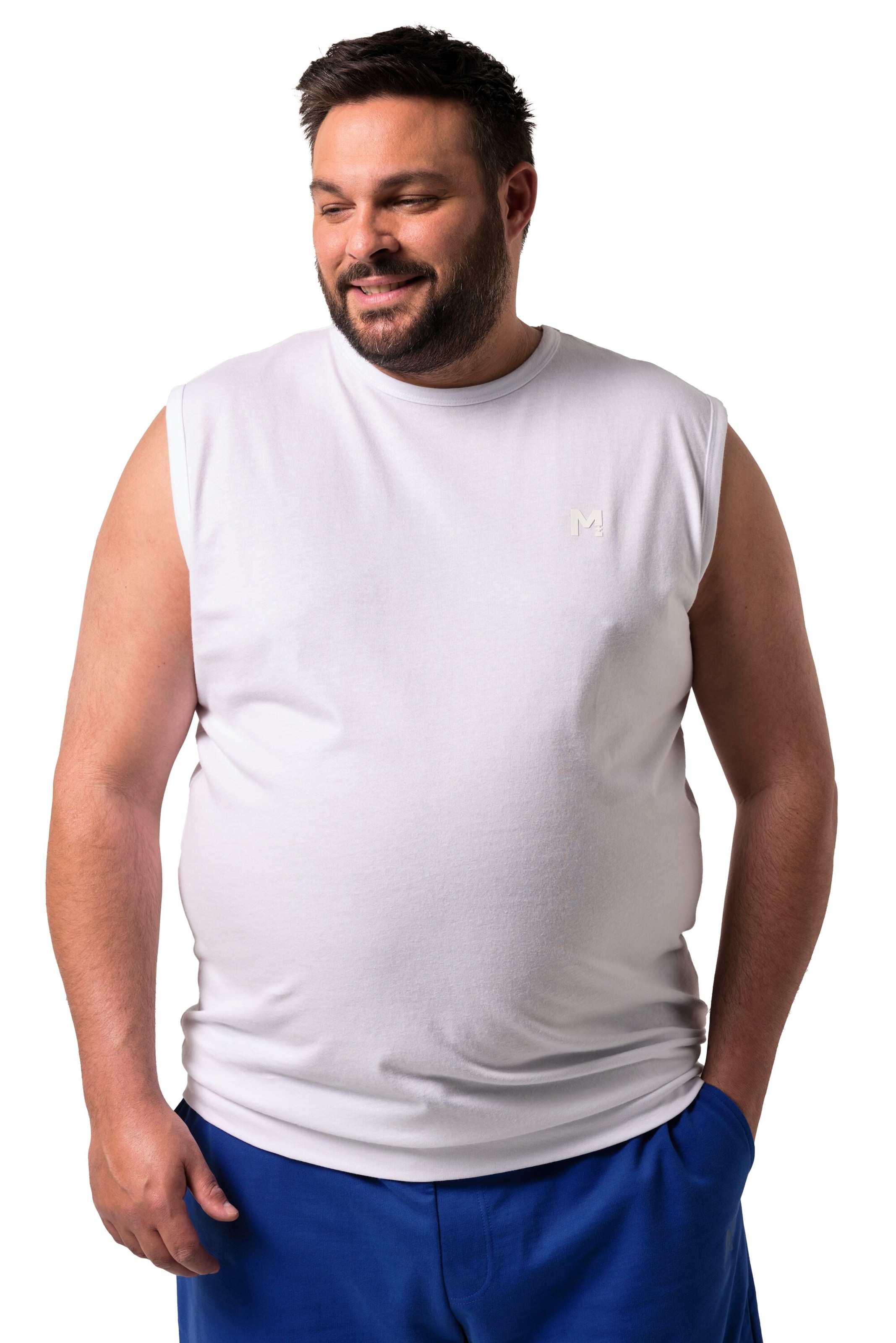 Men Plus Undershirt in White: front