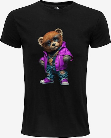 RMK Shirt 'Lederjacke Teddy Bär' in Black: front