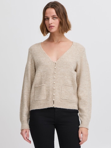 ICHI Knit cardigan ' IHBANISE CA' in Beige