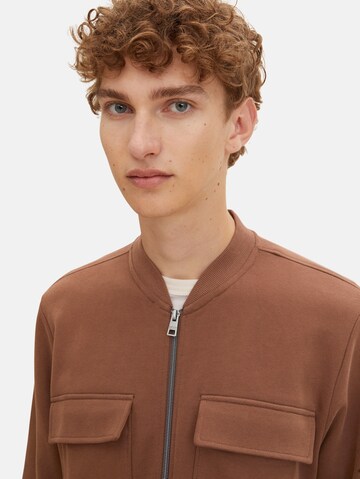 TOM TAILOR DENIM Zip-Up Hoodie in Brown