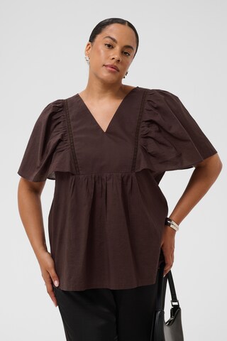 KAFFE CURVE Blouse 'KCkarlia' in Bruin: voorkant