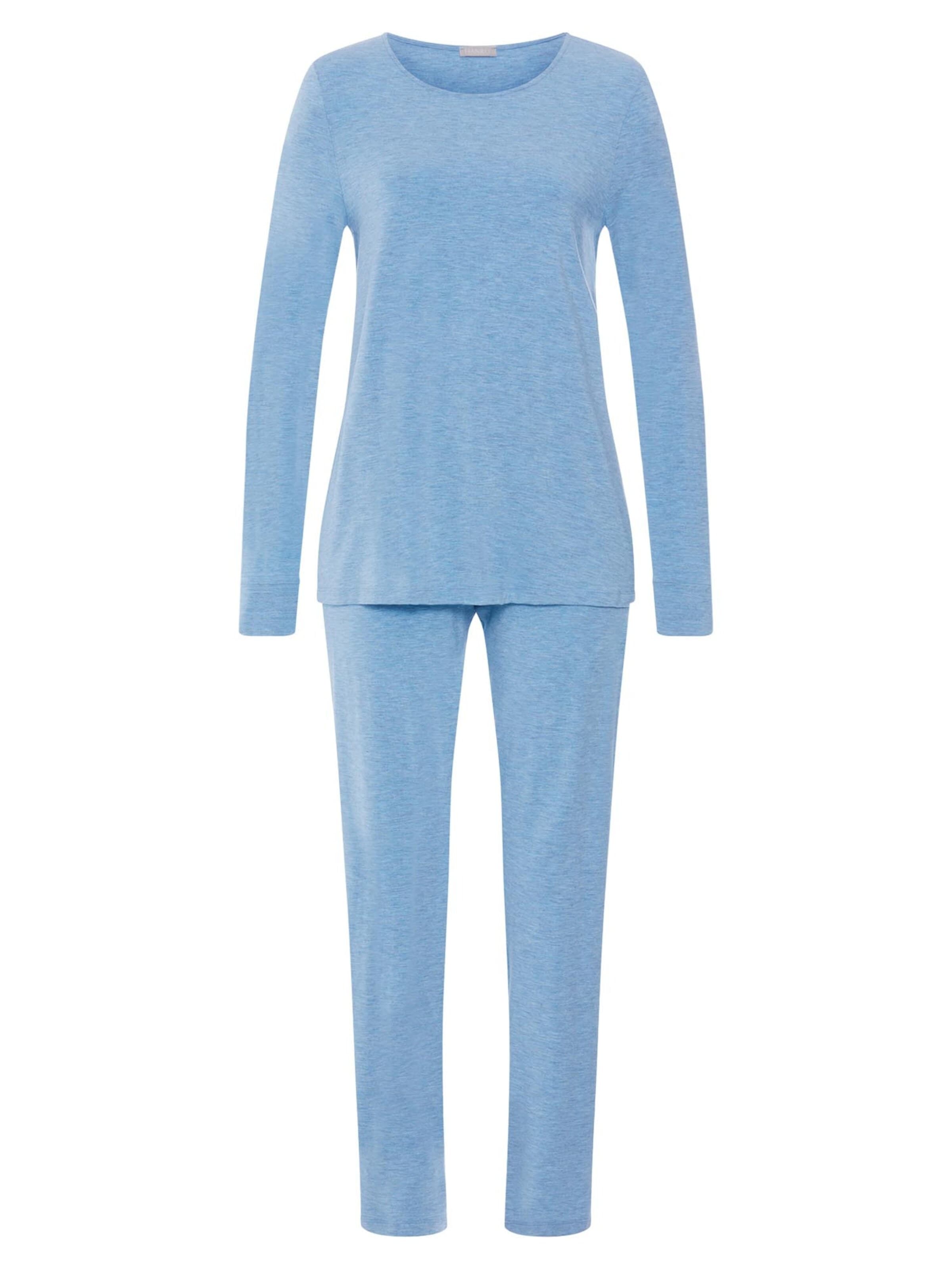 Hanro Pyjama 'Natural Elegance' in Blauw: voorkant