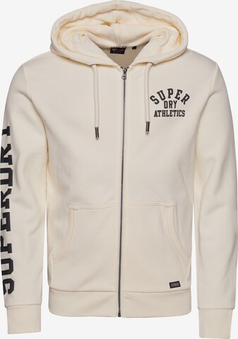 Superdry Zip-Up Hoodie 'Gym Athletic' in Beige: front