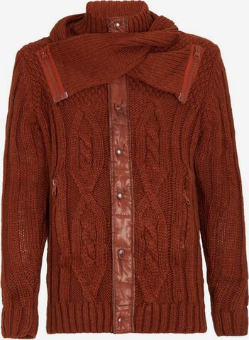 CIPO & BAXX Knit Cardigan in Brown: front