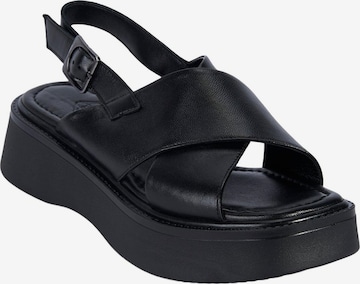 Sandales à lanières 'Keilsandalen' Desa en noir : devant