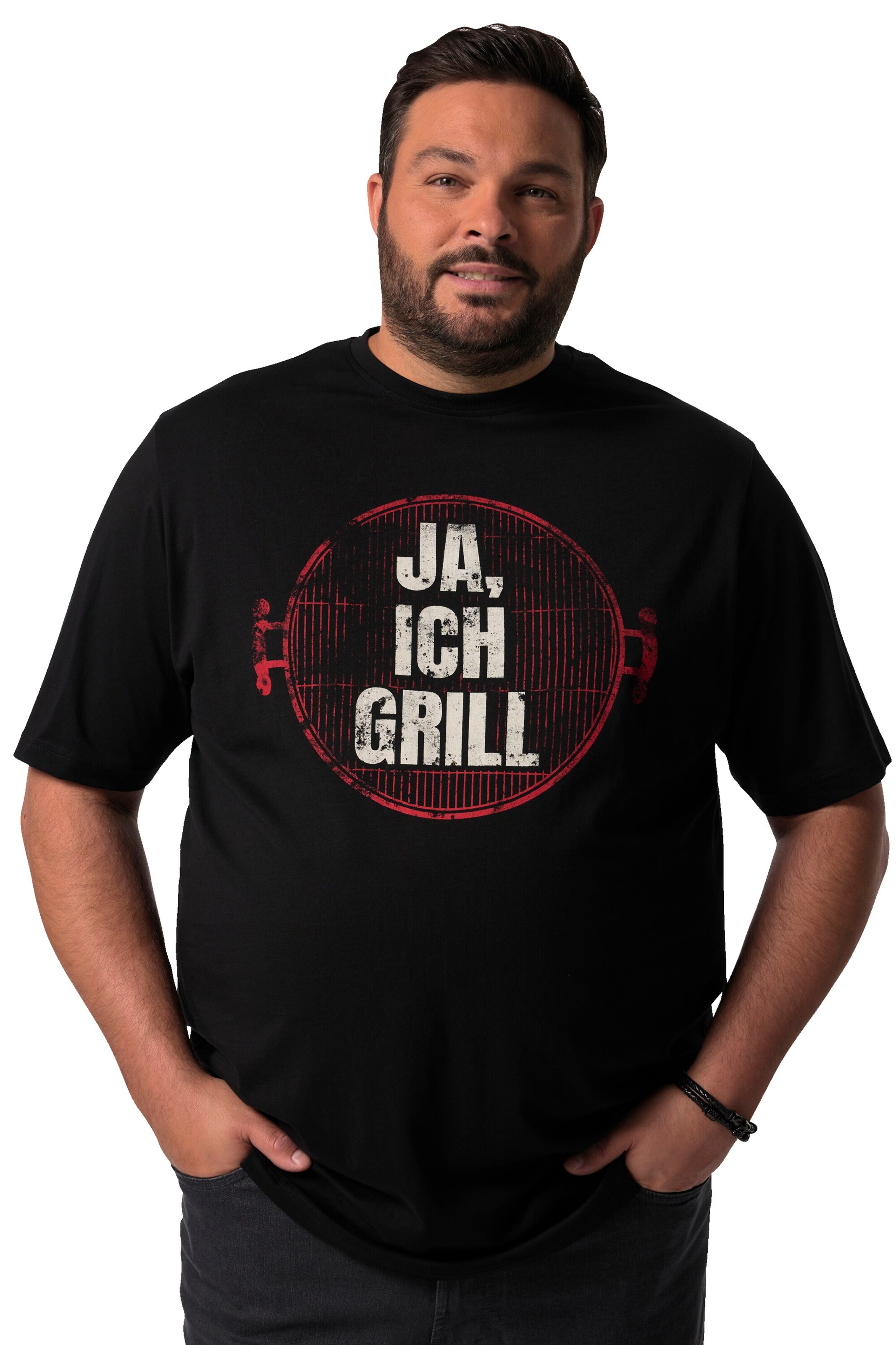 Men Plus T-Shirt in Schwarz: Vorderseite