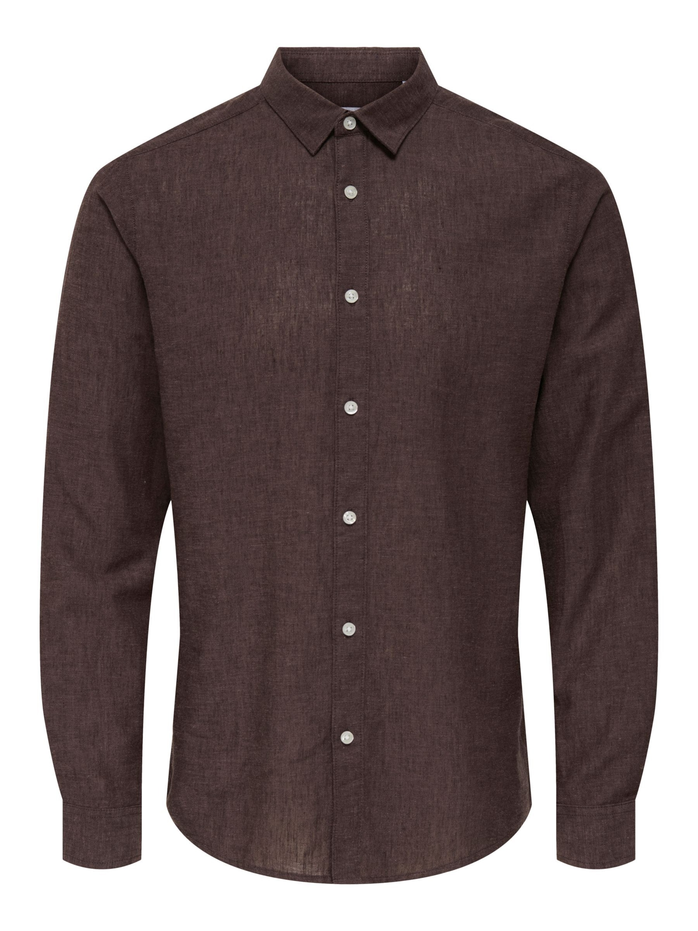 Only & Sons Overhemd 'ONSCaiden' in Bruin: voorkant
