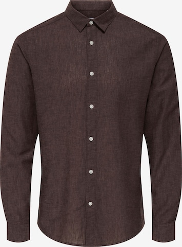 Only & Sons Overhemd 'ONSCaiden' in Bruin: voorkant