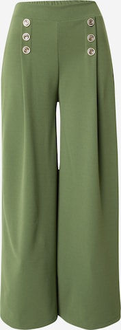 ZABAIONE Wide leg Pleat-Front Pants 'El44ly' in Green: front