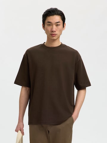 SELECTED Shirt 'SLHOscar' in Brown: front