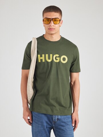 HUGO Μπλουζάκι 'Dulivio' σε πράσινο: μπροστά