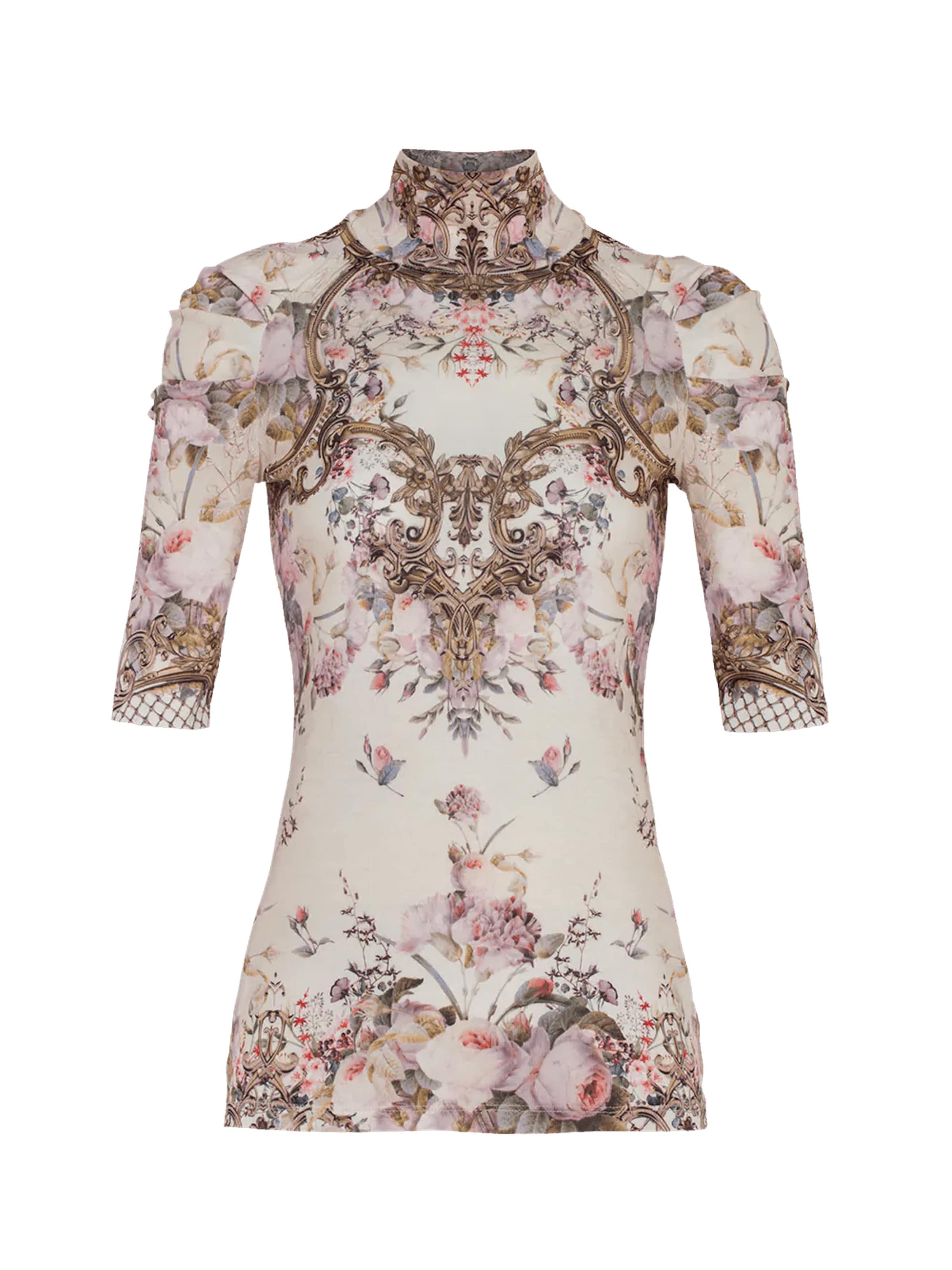 JIORO Bluse 'BAROQUE FLOWERS' in Mischfarben: Vorderseite