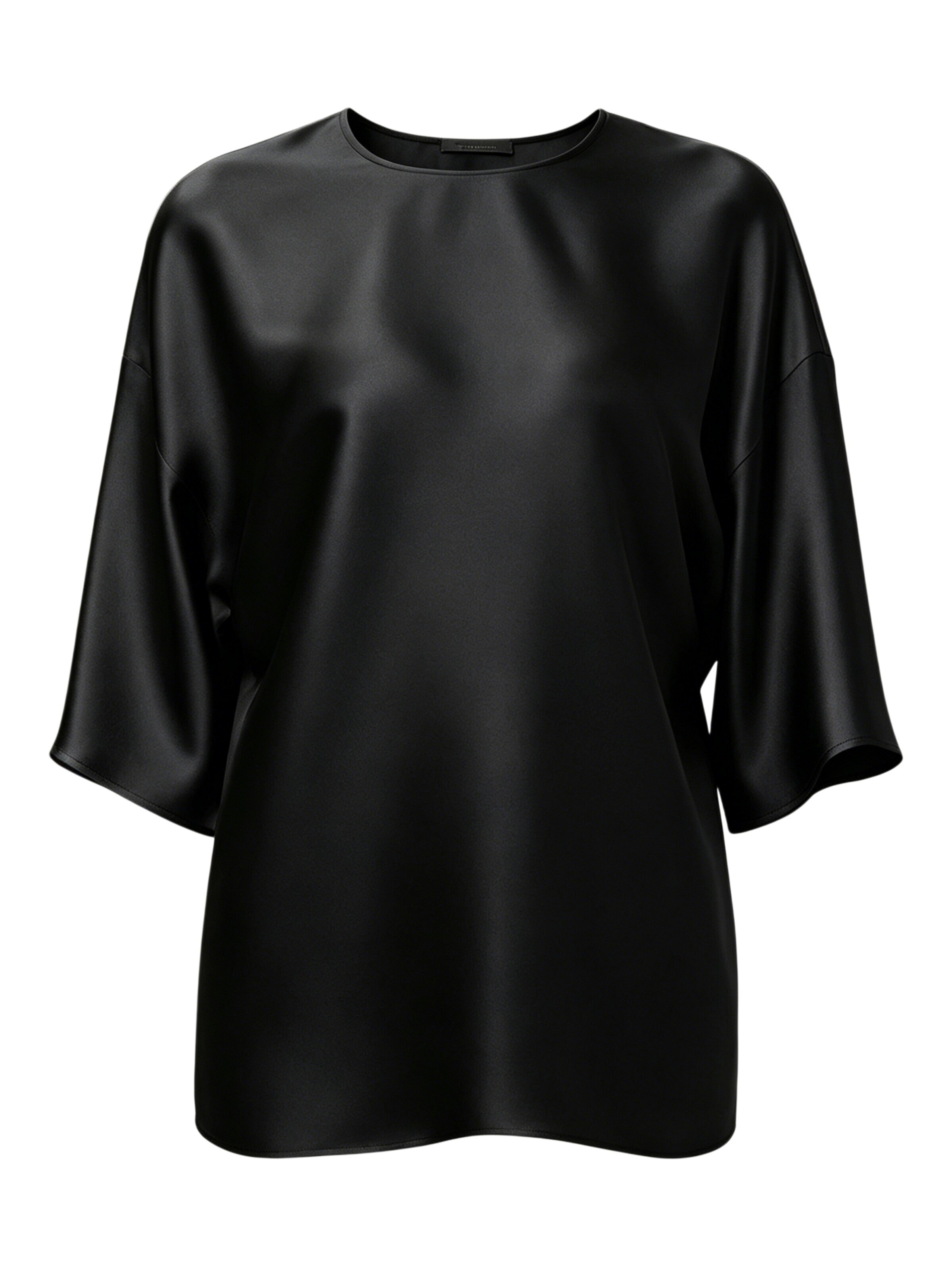 Lilysilk Blouse 'LILYSILK Lässige Rundhals Seide Bluse' in Zwart: voorkant