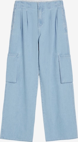 Bershka Zvonové kalhoty Džíny se sklady v pase – modrá: přední strana