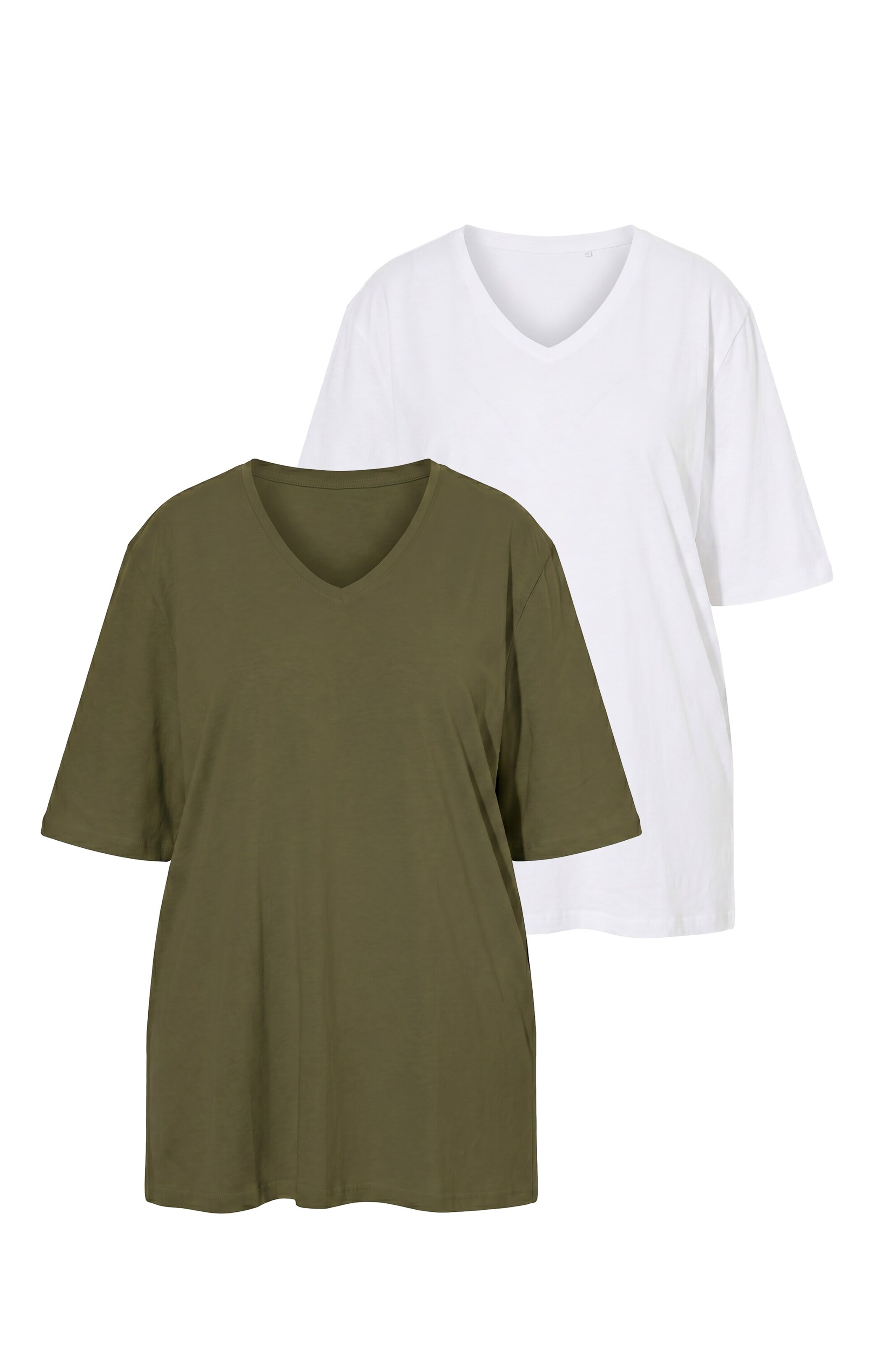 Ulla Popken Shirt in M-L in khaki / weiß, Produktansicht