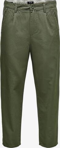 Pantaloni con pieghe 'Dew' di Only & Sons in verde: frontale