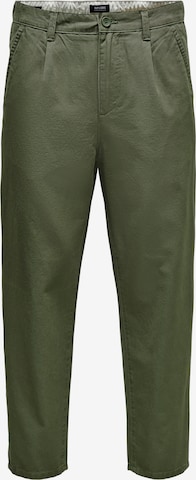 Only & Sons Pleat-Front Pants 'Dew' in Green: front