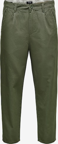 regular Pantaloni con pieghe 'Dew' di Only & Sons in verde: frontale