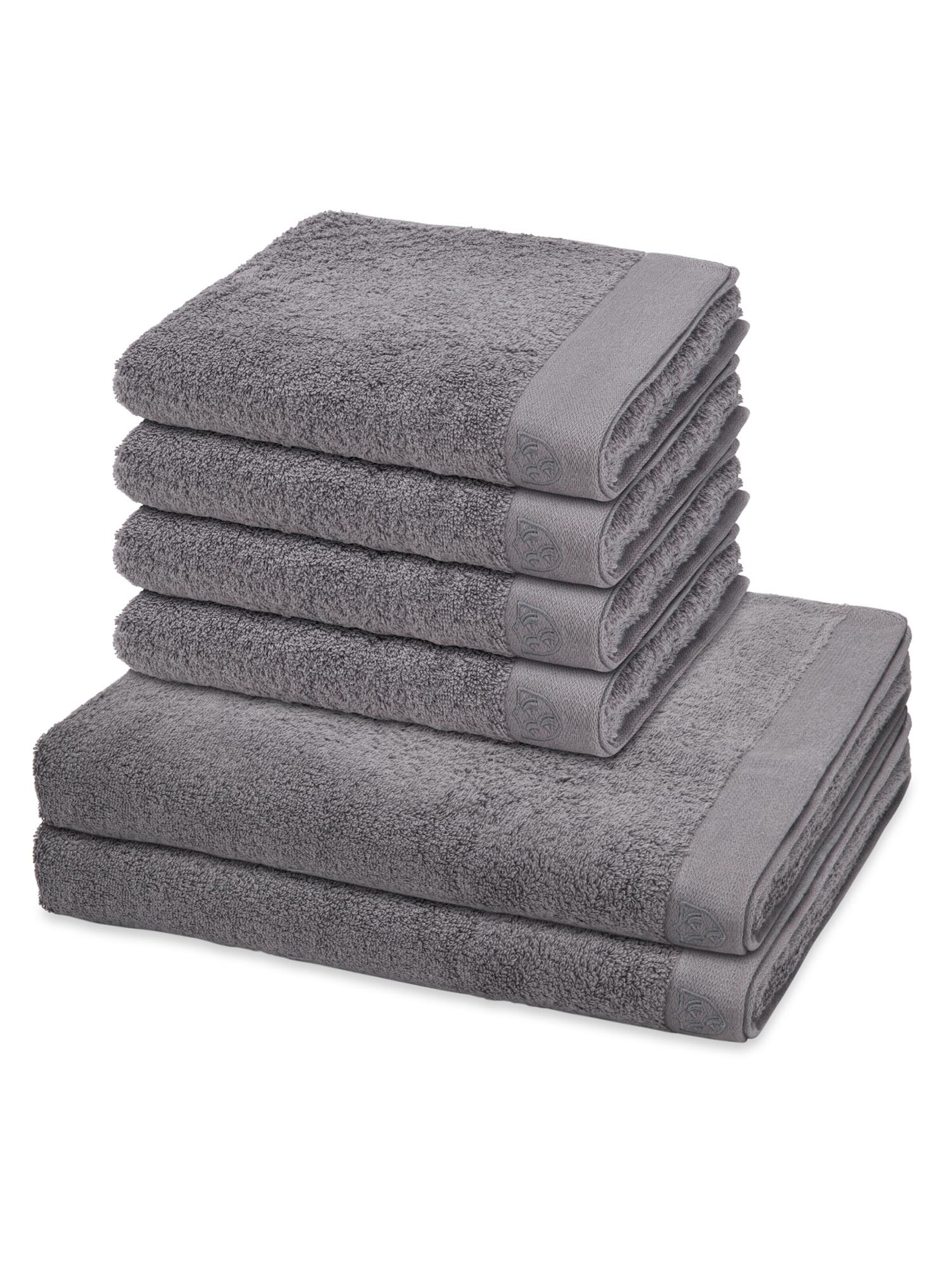 ROSS Handtuch 'Doubleface Stripes'‌‌‌‌‌‌ in Grau: Vorderseite