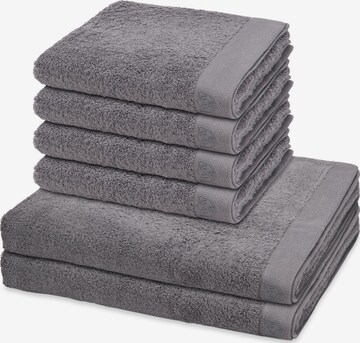 ROSS Handtuch 'Doubleface Stripes' in Grau: Vorderseite