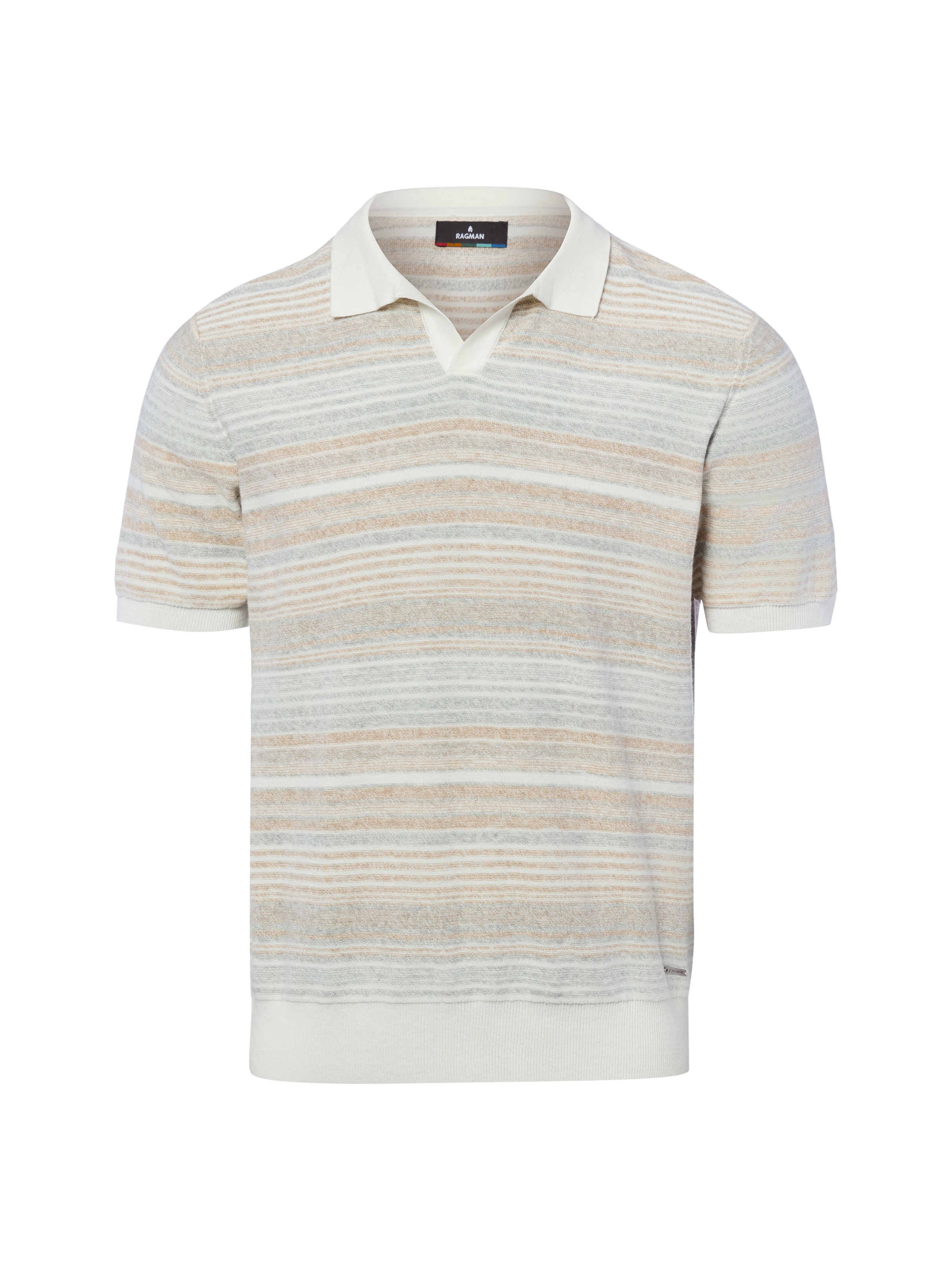 Ragman Strick-Poloshirt in Grau: Vorderseite