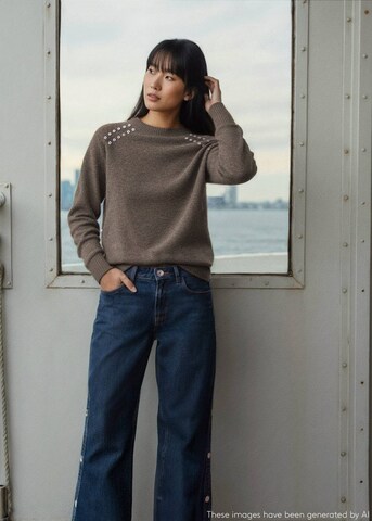 MANGO TEEN Sweater 'Eyelet' in Brown