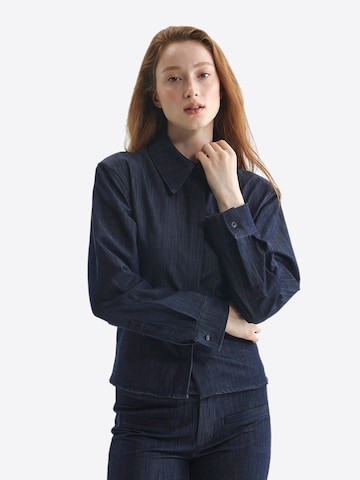 TorWeit Bluse 'Metallic-Button Fitted Blue Shirt'‌‌‌‌ in Blau