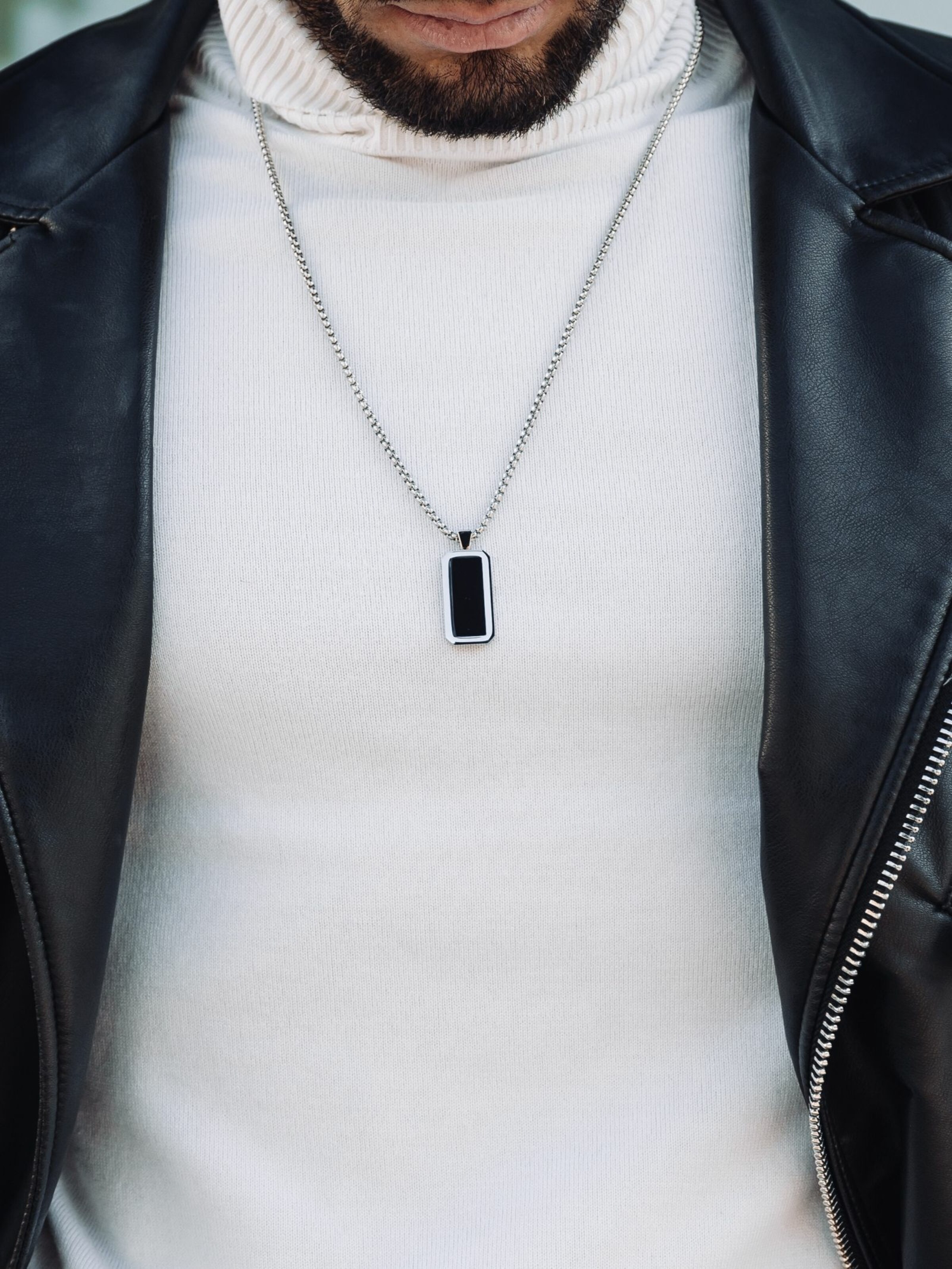 GT Collection Ketting 'Rectangle Pendant' in Zwart