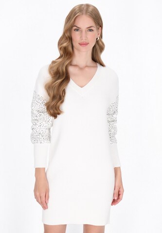 DreiMaster Klassik Gebreide jurk in Wit: voorkant