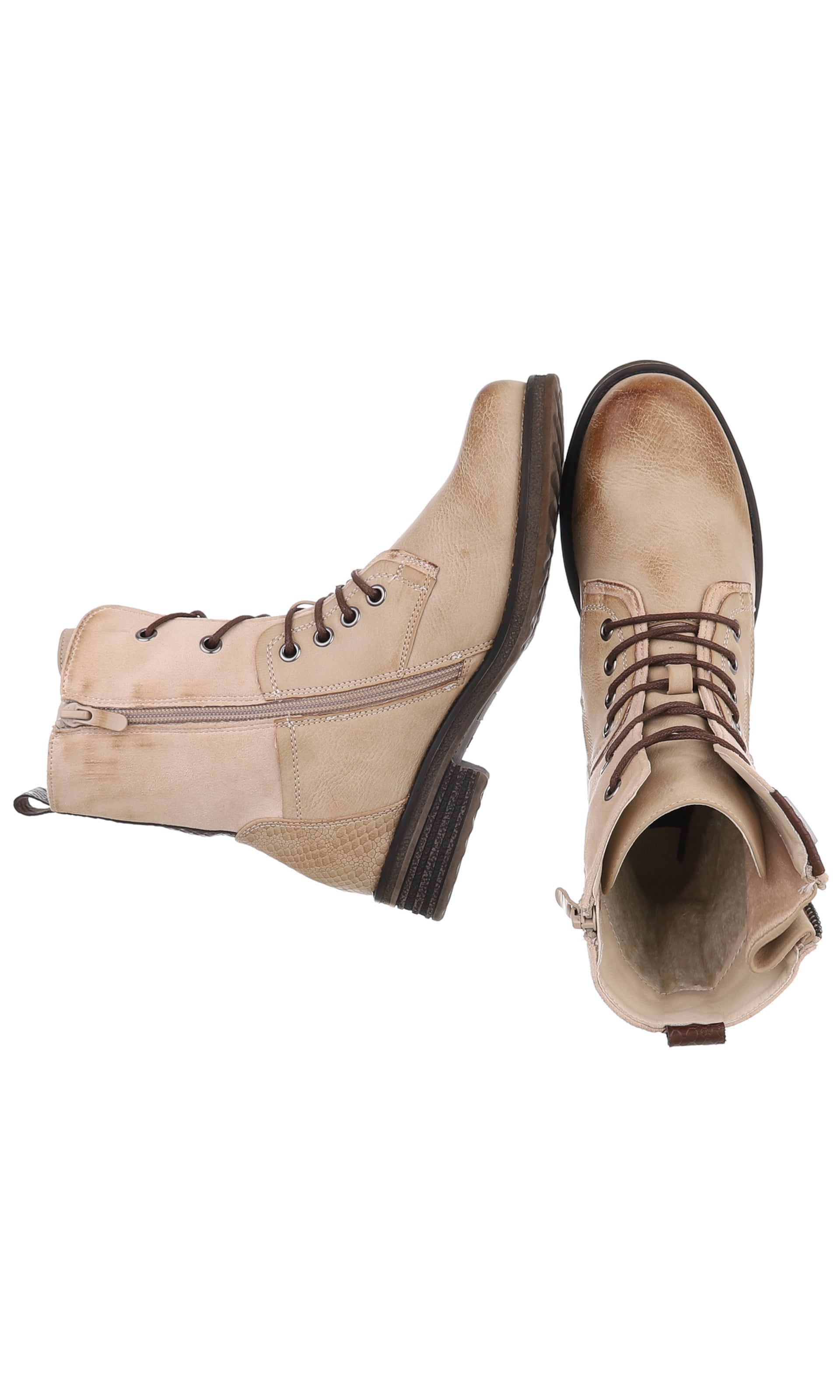 Ital-Design Schnürstiefelette in Beige