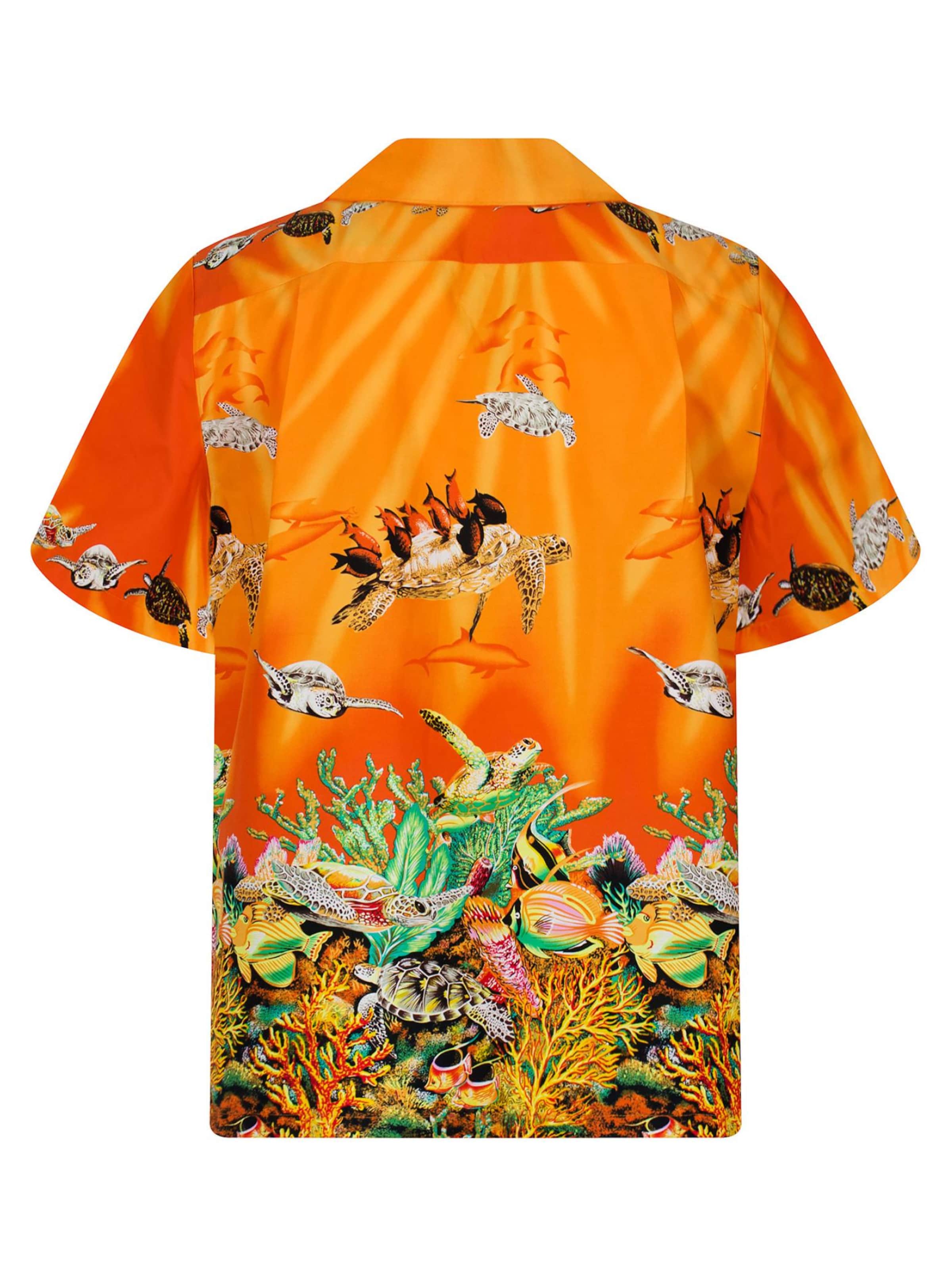 KY's Regular fit Button Up Shirt 'Turtle NEW' in Orange