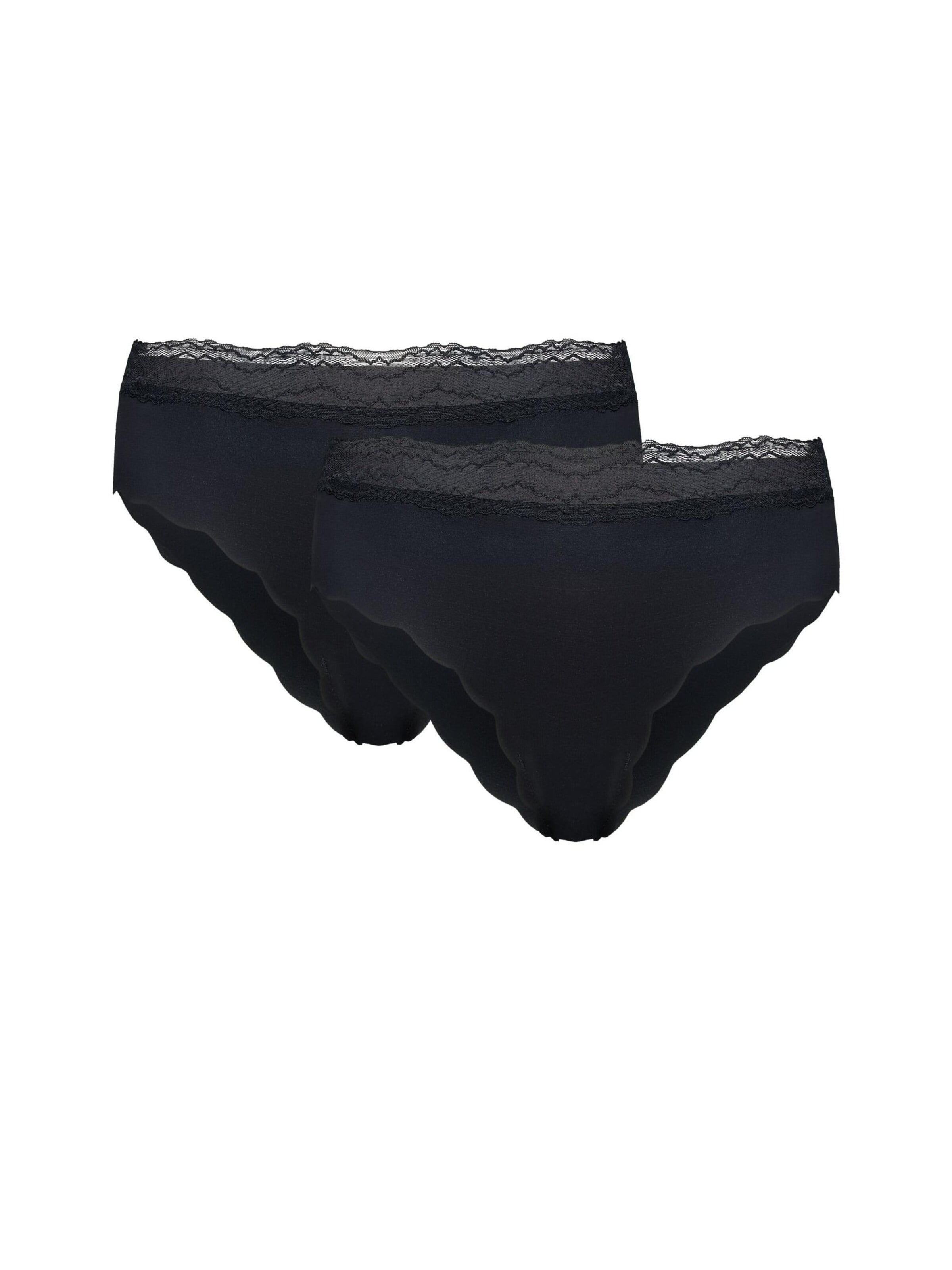 ESOTIQ - Panti 'Taillenslip Pola im 2er Pack, hohe Leibhöhe, nahtlos, zarte Rüschen' en negro: frente