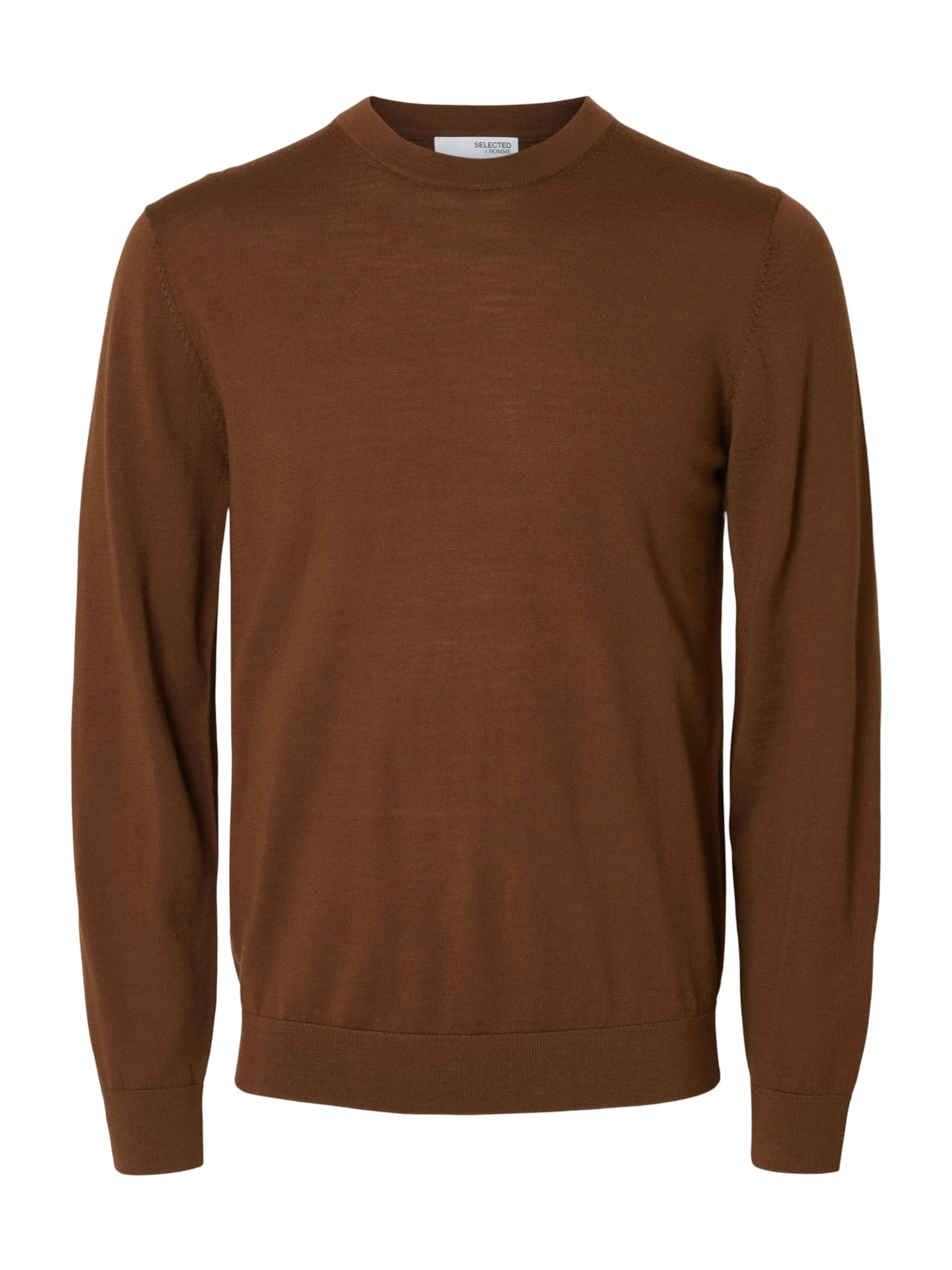 Pull-over 'SLHTRAY' SELECTED en marron : devant