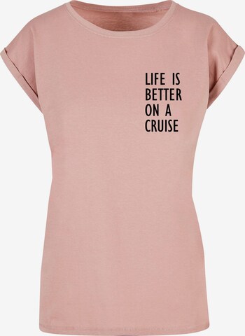 Maglietta 'Life Is Better' di Merchcode in rosa: frontale