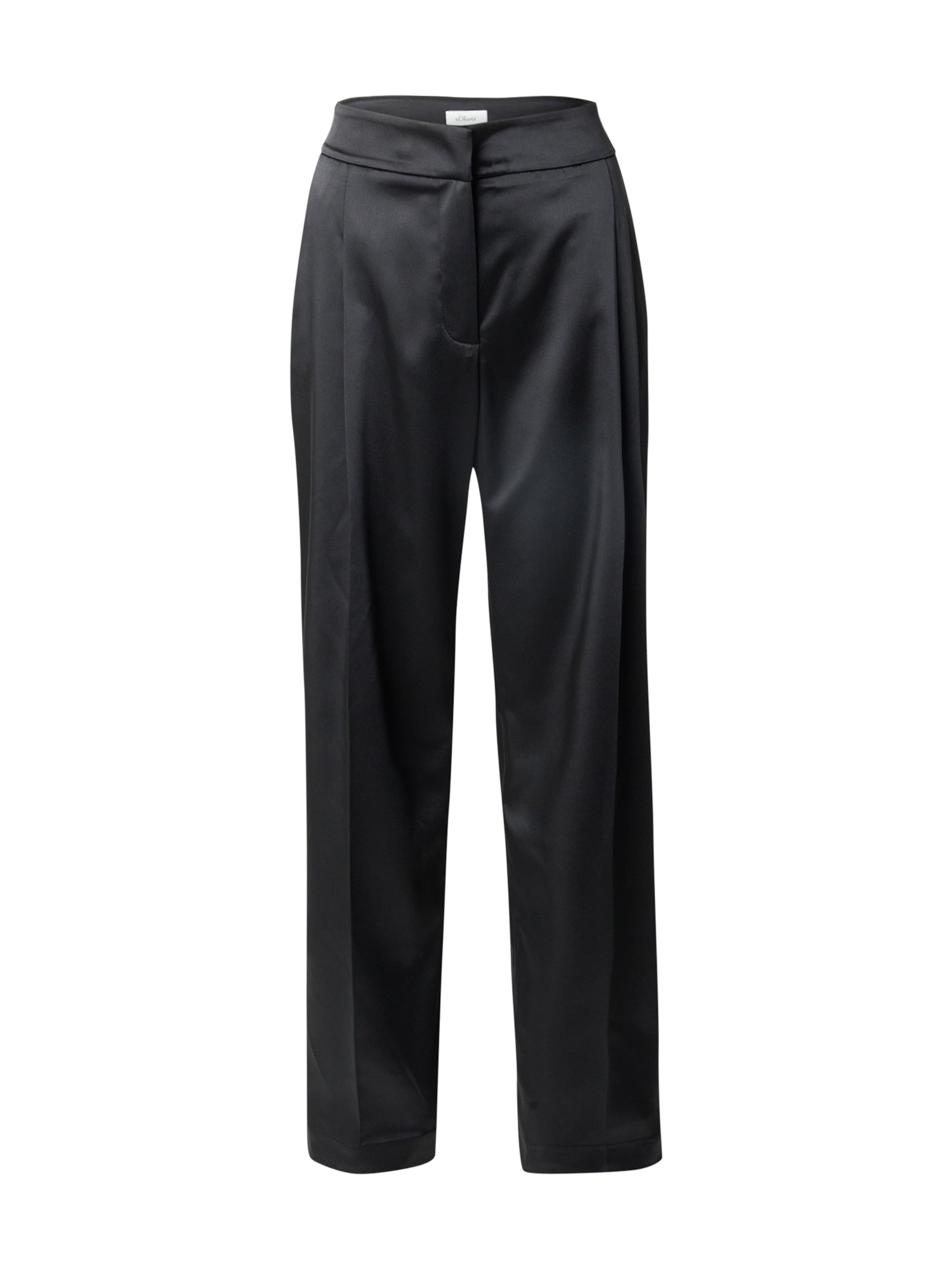 s.Oliver BLACK LABEL Wide leg Pleat-front trousers in Black: front