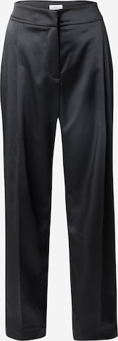 s.Oliver BLACK LABELWide Leg/ Široke nogavice Hlače s naborima - crna boja: prednji dio