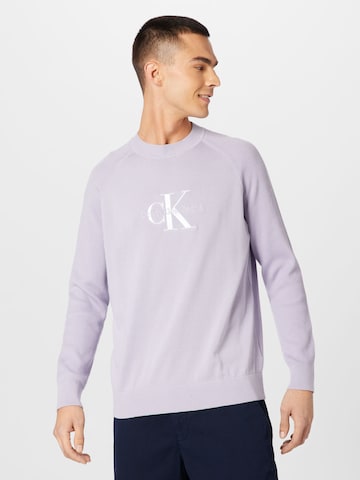 Calvin Klein Jeans Sweter 'DRIVER' w kolorze fioletowy: przód