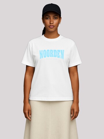 F4NT4STIC T-Shirt 'Knut & Jan Hamburg Noorden Collegiate Türkis' in Weiß: Vorderseite