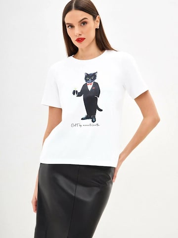 T-shirt 'Dandy Cat' Cat e Lolette en blanc