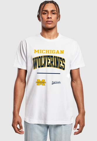 Merchcode Shirt 'Michigan University - Wolverines Text' in Wit: voorkant