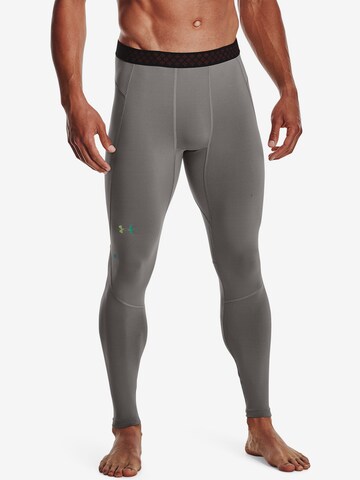 UNDER ARMOUR Skinny Workout Pants 'Rush' in Grey: front