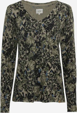 CAMEL ACTIVE Strickpullover mit Camouflage Allover Print in Grün: front